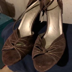 Brown suede heels